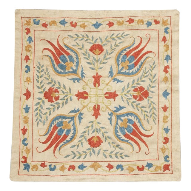 19"x21" 100% Silk Cushion Cover. Embroidered Lace Pillow. Modern Toss Pillow For Sale