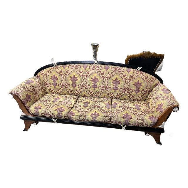 Mariner Luxury Red Floral Louis XVI "Volga" Sofa For Sale