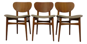 Dining Chairs in Walnut & Beech, 1960s, Set of 3