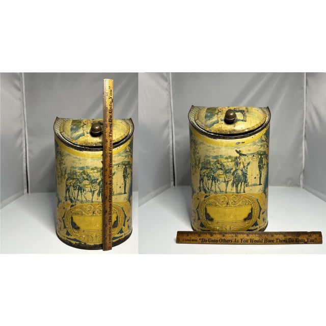 Antique Tin Litho General Store Canister: Spanish Mexico Theme For Sale - Image 10 of 10