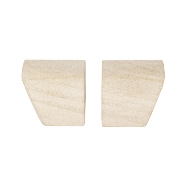 A pair of bookends hand-carved by the American artist Michael Van Vooren (born 1949). Made from Indiana limestone, these...