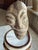 1970s Surrealist Carved Stone Face Sculpture Steel Base Tribal Style Raw Wood Pedestal For Sale - Image 5 of 17