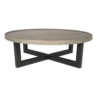 Dish Edge Stone and Steel Coffee Table For Sale