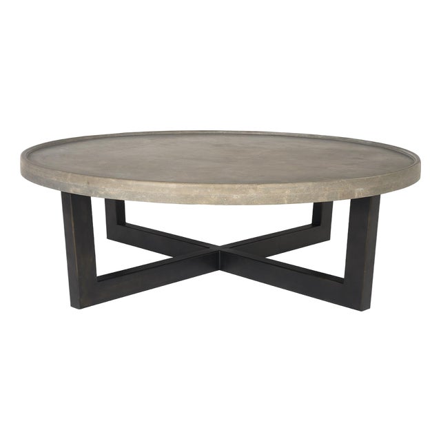 Dish Edge Stone and Steel Coffee Table For Sale