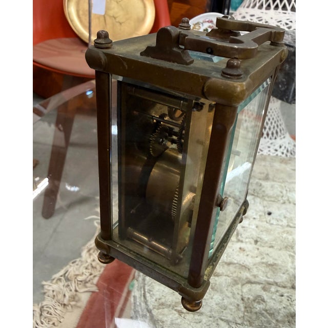 Antique Tiffany & Co Swiss Made Brass Carriage Clock 11 Jewels France For Sale In Atlanta - Image 6 of 7