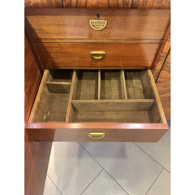 Wood German Art Deco Sculptural Burl Walnut Credenza with Vitrine and Marble Serving Slide, 1932 For Sale - Image 7 of 15