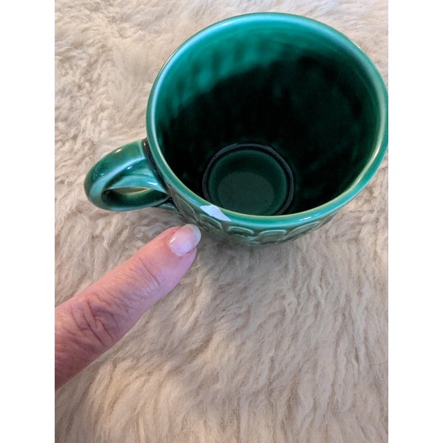 Vintage the Haldon Group Green Majolica Relief Cup & Saucer Set for 8 For Sale In Orlando - Image 6 of 8