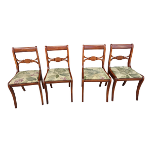 Set of 4 Vintage Phyfe Regency Style Bow Back Dining Chairs.