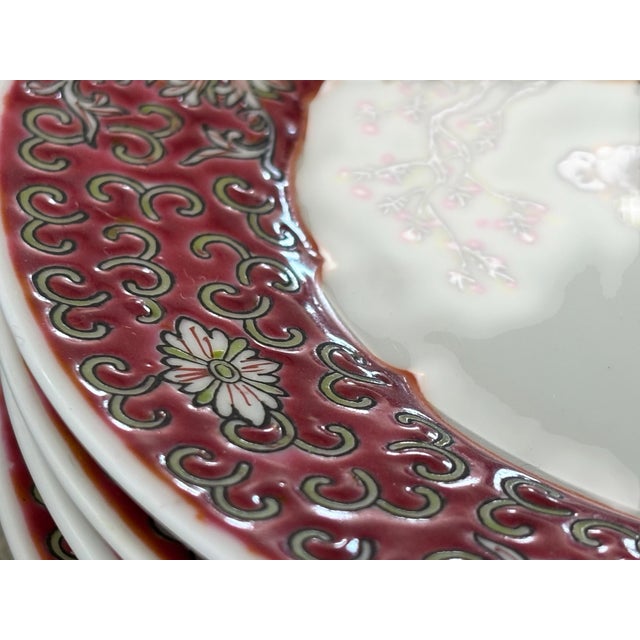 Mid-Century Vintage Mun Shou Longevity Hand Painted Luncheon Set, 28pcs. For Sale - Image 9 of 12