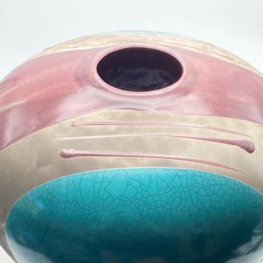 Ceramic Tony Evans Raku Pottery Vase/Urn 13” Diameter (Signed and Numbered #127) For Sale - Image 7 of 18