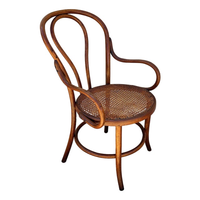 Early 20th Century Vienna Secession Bent Oak & Cane Armchair No 18 Attributed to Jacob & Josef Kohn for Thonet For Sale