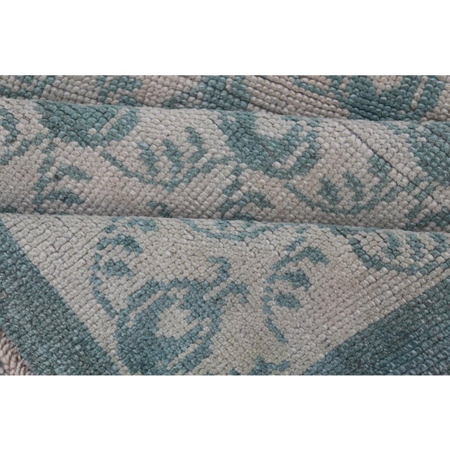 Vintage Turkish Oushak Rug With All-Over Design in Light Blue For Sale - Image 12 of 13