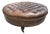 Chesterfield-Style Round Chocolate Leather Ottoman-Vintage For Sale