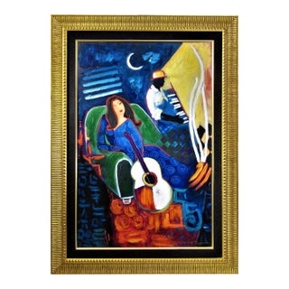 Sonia Del Signore, Woman with Guitar and Pianist, Circa 1990 For Sale