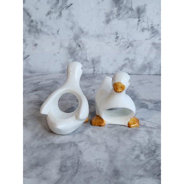 1960s Mid Century Modern Ceramic Duck Napkin Ring Holders - Pair For Sale In San Francisco - Image 6 of 10