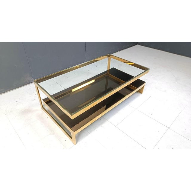 Vintage 23kt Gold 2-Tier Coffee Table from Belgochrom, 1970s For Sale - Image 6 of 11