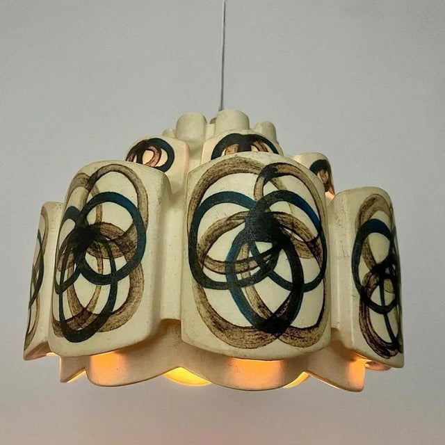 Ceramic Flower Pendant Light, Denmark, 1970s For Sale - Image 4 of 11