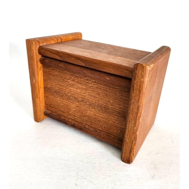 Dansk 1970s Teak Wood and Glass Recipe/Desk Organizer Box For Sale - Image 4 of 10