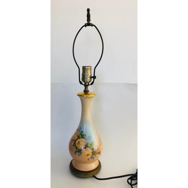 Orange French Floral Style Transfer Table Lamp 22” For Sale - Image 8 of 9
