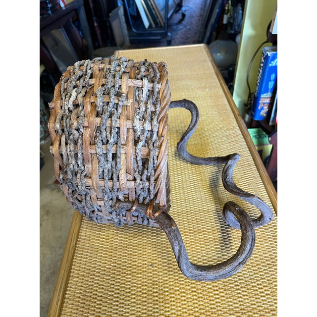 Early 20th Century Vintage Basket with Twisted Vine Handle For Sale In West Palm - Image 6 of 6