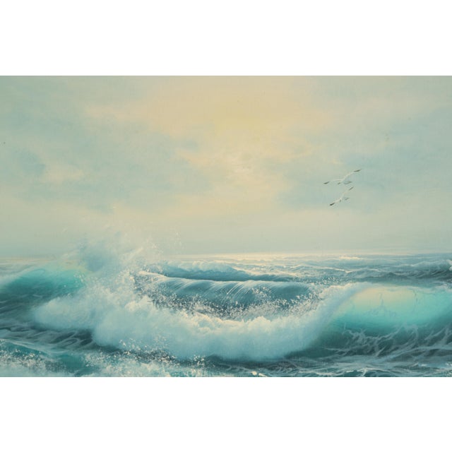 Large Mid-Century Vintage California Ocean Beach Seascape Plein Air Painting, Framed For Sale - Image 4 of 15