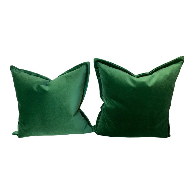 Emerald Green Velvet Decorative Throw Pillows a Pair Chairish