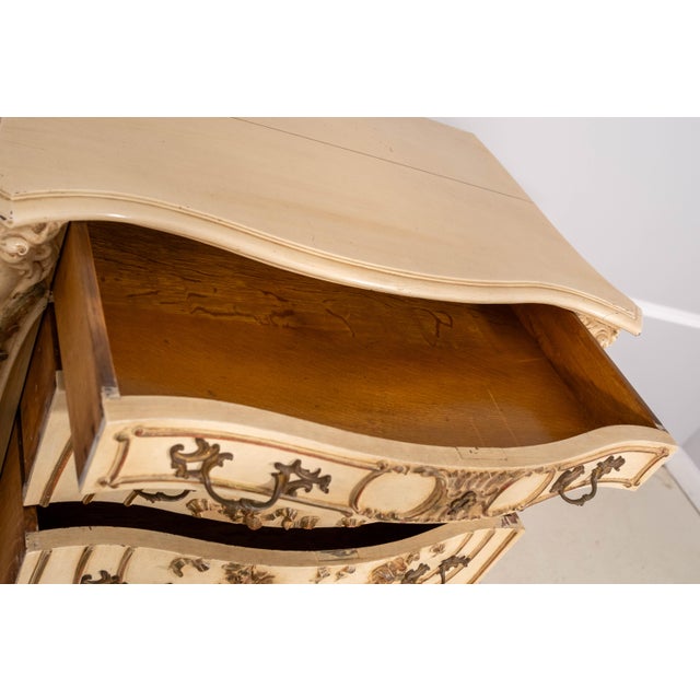 1900 - 1909 Antique 19th Century Cherub Carved Painted High Chest of Drawers For Sale - Image 5 of 18