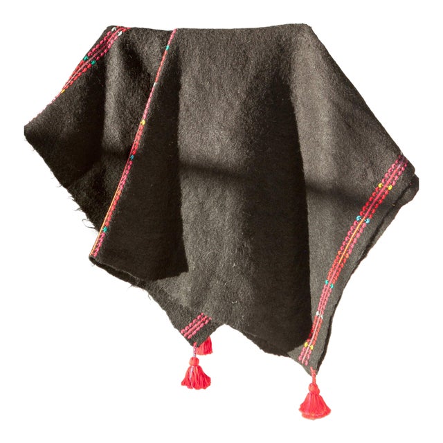 Chamula Wool Throw - Black For Sale