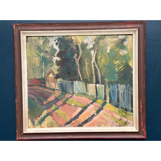 Bajo, Landscape with Fence, 1960s, Oil Painting on Panel, Framed For Sale - Image 6 of 16