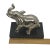 Contemporary Silver Aluminum Metal Elephant Sculpture Standing on Black Wood Plinth For Sale - Image 10 of 12
