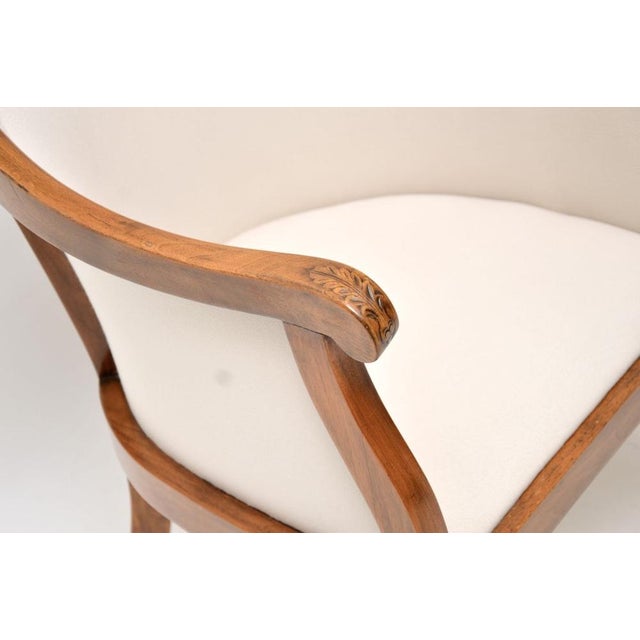 Brown Antique Queen Anne Style Walnut Tub Armchairs, 1920, Set of 2 For Sale - Image 8 of 11