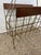 Brass 1960s Mid-Century Modern Brass Toned Wire and Wood Magazine Rack With Sculptural Handle. For Sale - Image 8 of 9