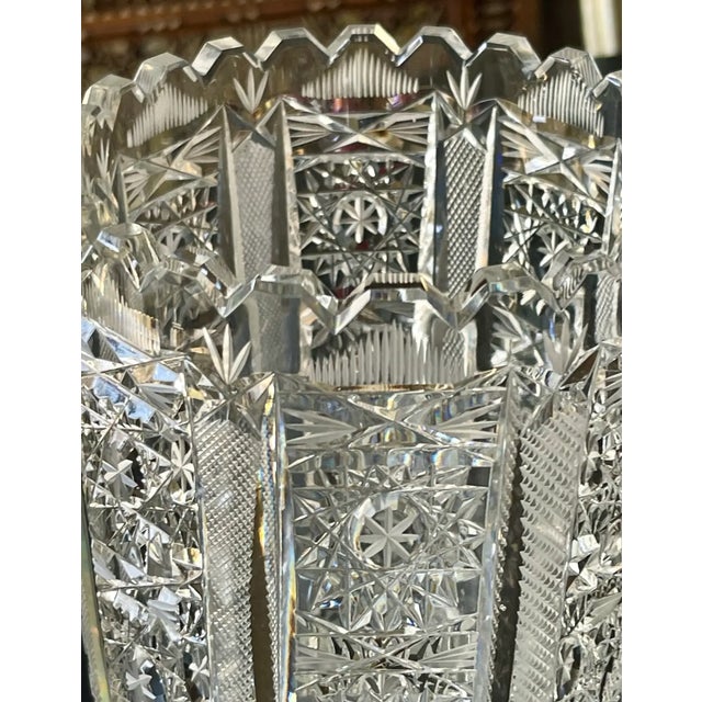 Glass Tall Antique American Brilliant Vase For Sale - Image 7 of 7