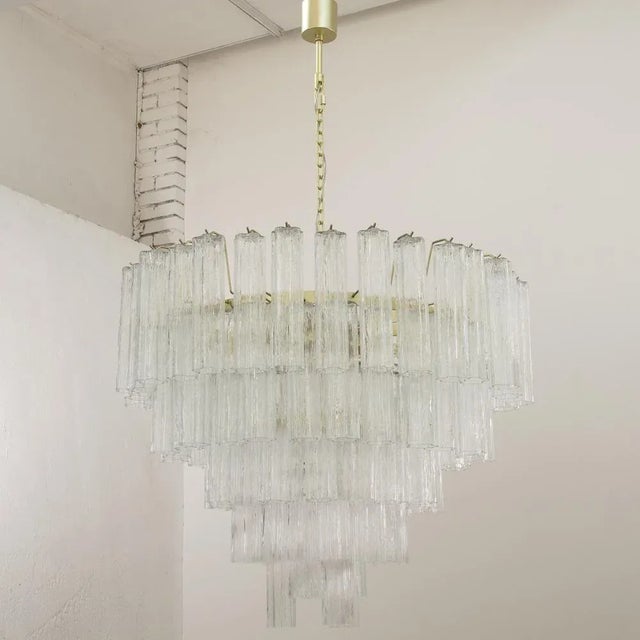 Large Murano Glass Crystal Tronchi Suspension Chandelier, Italy, 1990s For Sale - Image 4 of 13
