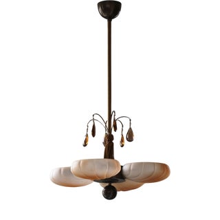 Vintage Swedish Art Deco Pendant Light by Harald Notini for Böhlmarks, 1930s For Sale