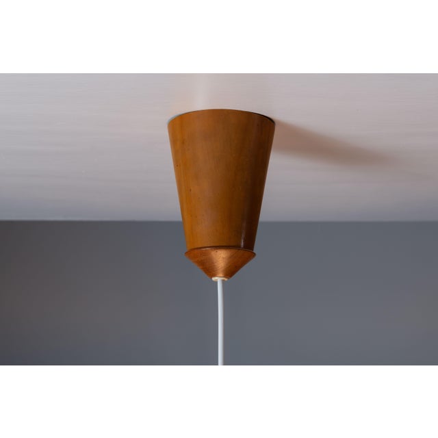 Large Teak and Sisal Pendant Lamp attributed to Temde Leuchten, 1960s For Sale - Image 12 of 13