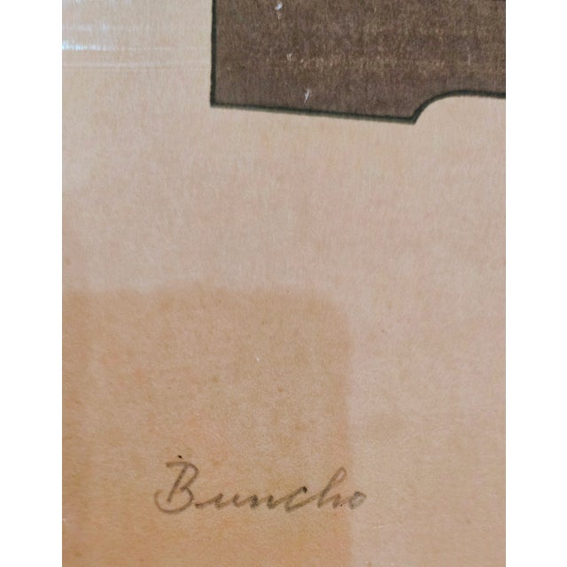 Japanese Framed Japanese Woodblock Print " Buncho" (1927) by Artist Toshi Yoshida For Sale - Image 3 of 5