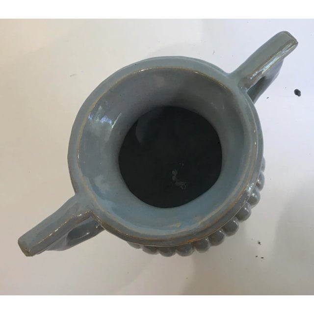 Ceramic Turquoise Pottery Urn Majolica Vase For Sale - Image 7 of 9