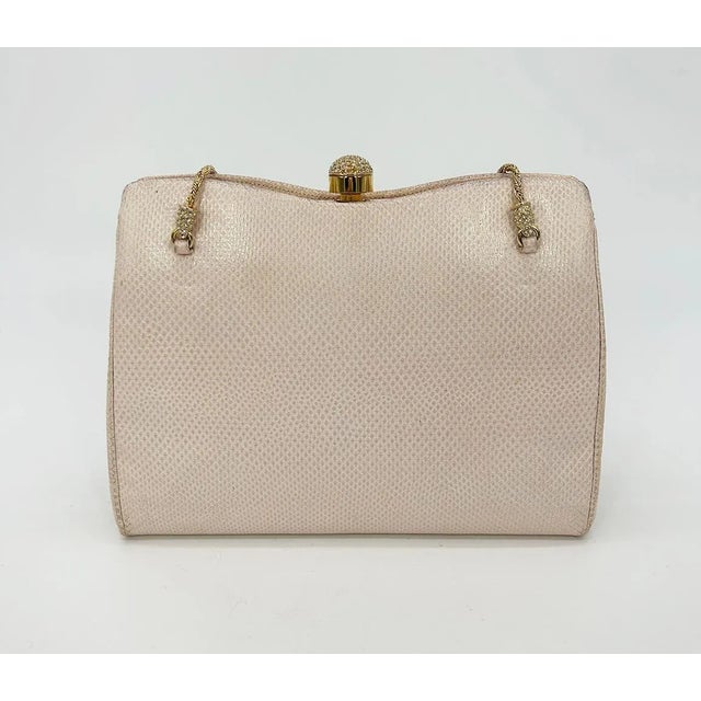 Judith Leiber Pink Lizard Crystal Strap Bag For Sale - Image 9 of 12