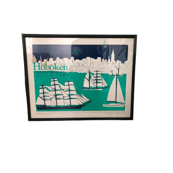 Vintage Framed Wall Art Hoboken NJ Liberty Weekend Poster Chairish