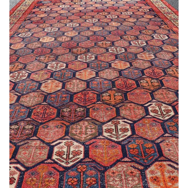 Antique Malayer Rug in Soft Tones in Wool With Sub-Geometric Paisley Design 5'2 X 9'11 For Sale - Image 4 of 11