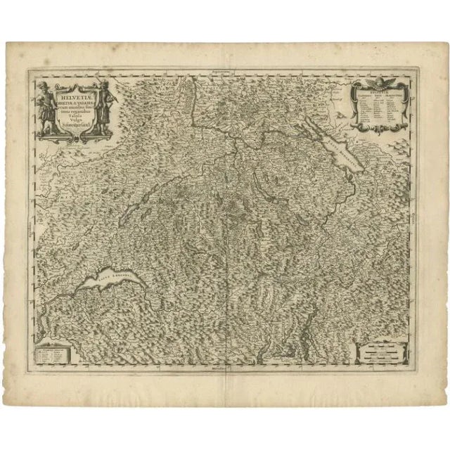 17th Century Antique Map of Switzerland by Janssonius, 1657 For Sale - Image 5 of 5