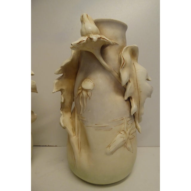 Art Nouveau Porcelain Thistles Vases attributed to Amphora / Riessner, Stellmacher, & Kessel, 1890s, Set of 2 For Sale - Image 11 of 18