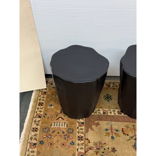 Ceramic Global Views Black Trunk Stools, Pair For Sale - Image 7 of 12