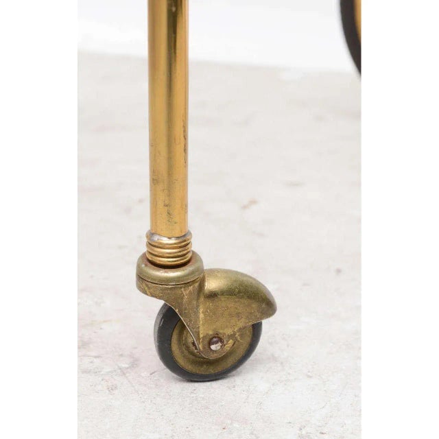 Brass 1950 Italian Brass and Glass Bar Cart Trolley Server For Sale - Image 8 of 10