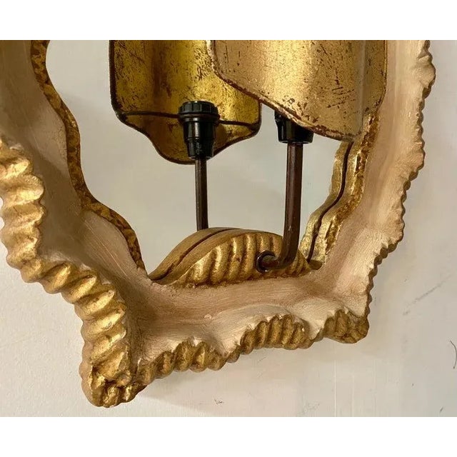 Art Deco Shield Shaped Mirrored Wall Sconce With Scalloped Frame, a Pair For Sale - Image 9 of 12
