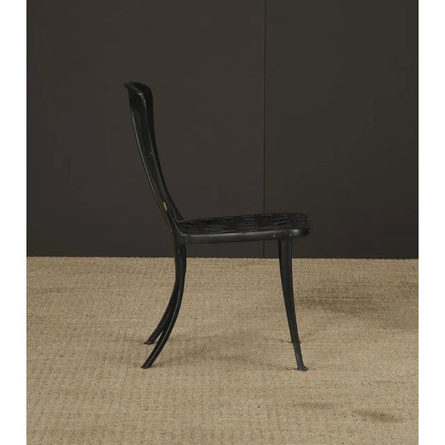 Industrial Set of 8 Vintage Metal Café Chairs, Tolix Style Industrial Dining Chairs, French Bistro Patio Chairs, Black & Green Metal Chairs For Sale - Image 3 of 14