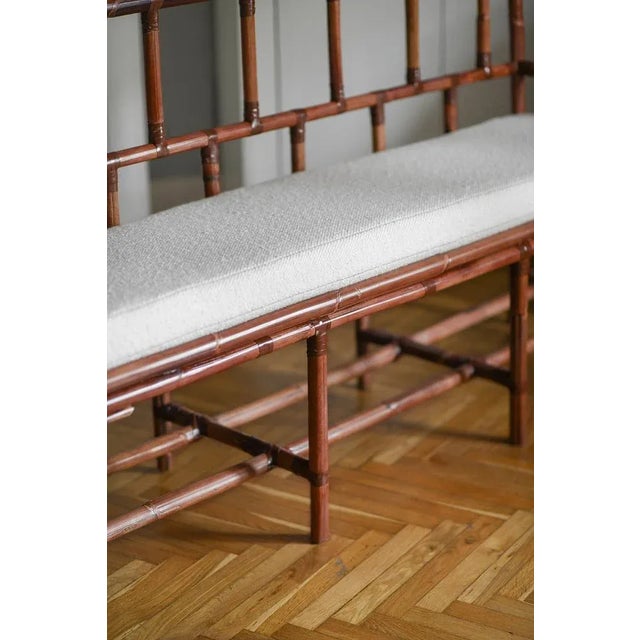 Bamboo Bench with Dedar Fabric For Sale - Image 4 of 10
