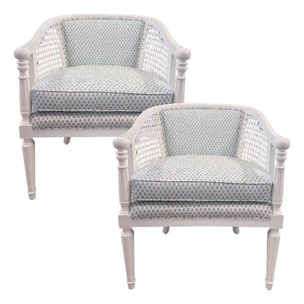 Vintage Cane Barrel Lounge Chairs – Pair For Sale