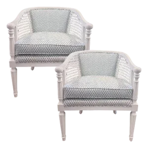 Vintage Cane Barrel Lounge Chairs – Pair